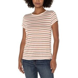 Liverpool Cream Striped Crewneck Knit Short Sleeve Tee Size Large